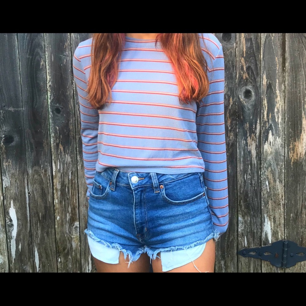 Blue long sleeve striped shirt